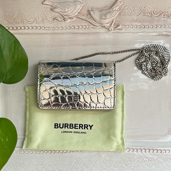 Burberry Handbags - BURBERRY Jessie Chain Card Case Crocodile Embossed Leather
